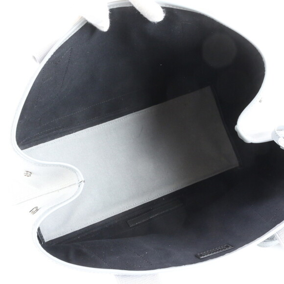 Balenciaga Navy Cabas 581292 Leather Canvas Tote Bag Shoulder Handbag Gray Wo... - Picture 9 of 11